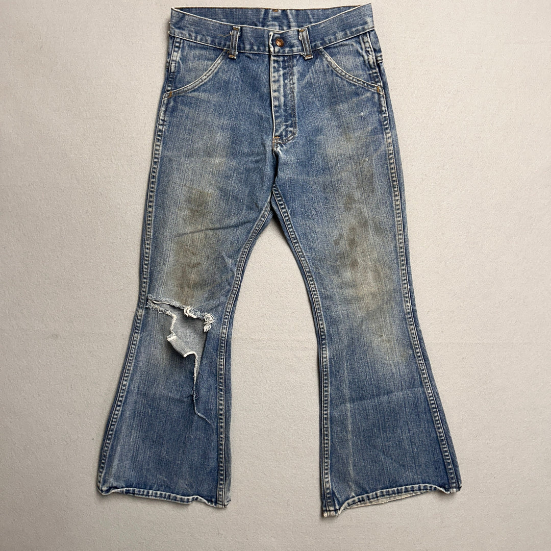 Vintage 70's Sears Flared Leg Distressed Jeans Size 28x27
