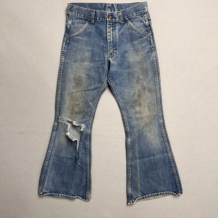 Vintage 70's Sears Flared Leg Distressed Jeans Size 28x27