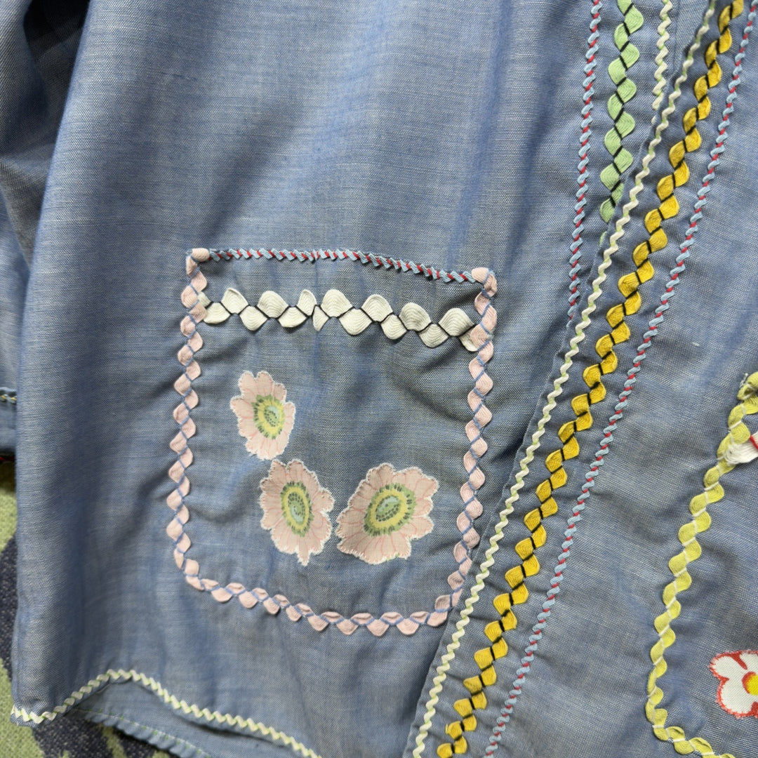 Big Mac Vintage Chambray Embroidered Button Down Shirt Jacket Medium 70s