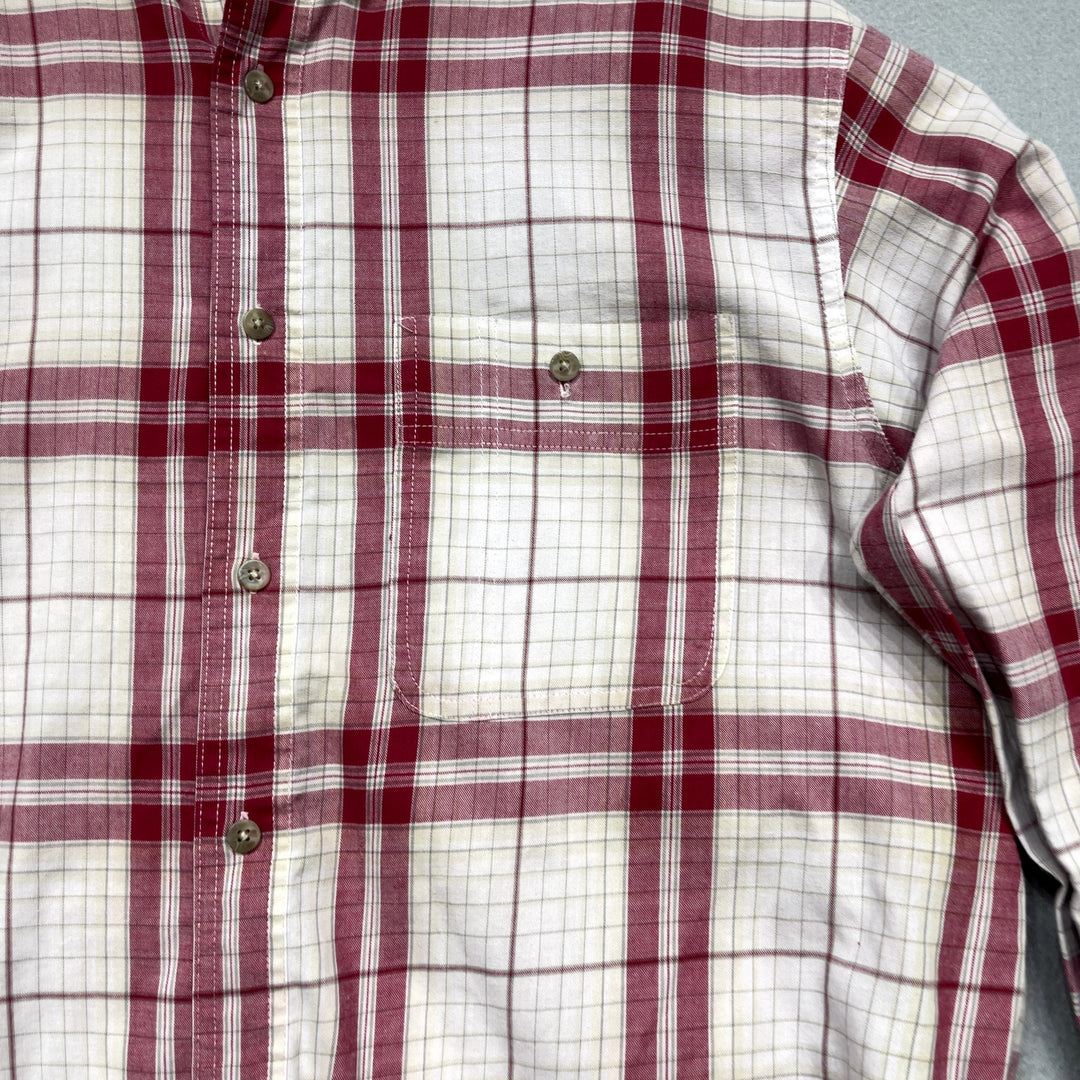 Vintage Wrangler Rugged Wear Plaid Button Down Shirt Size Large