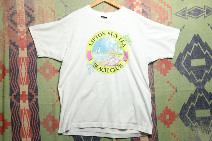 Lipton Sun Tea Beach Club Vintage T Shirt XL 90s