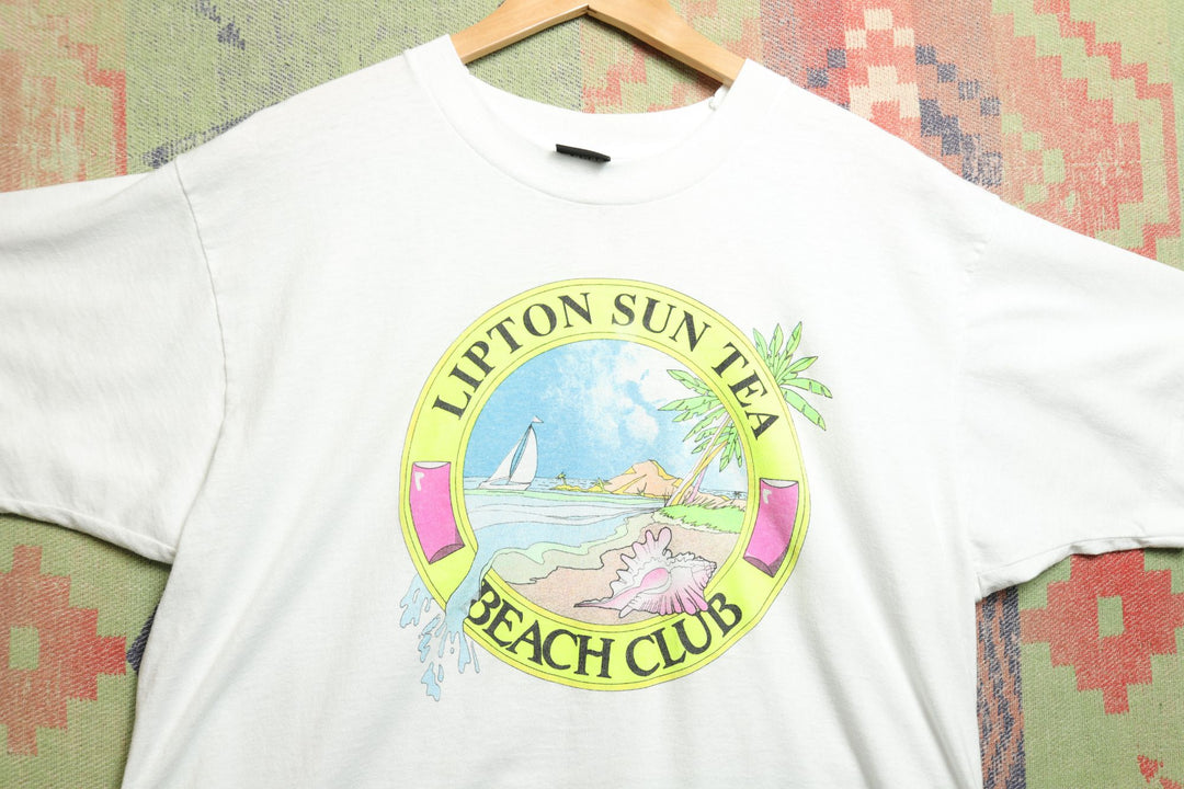 Lipton Sun Tea Beach Club Vintage T Shirt XL 90s