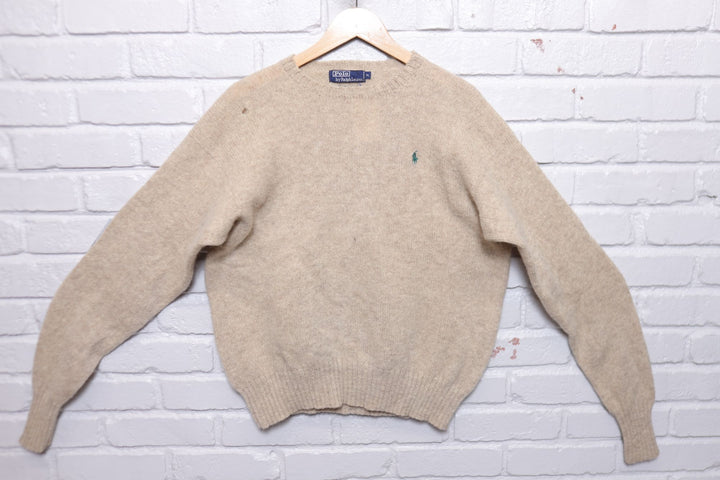 Polo Ralph Lauren Vintage Tan Wool Sweater 90s XL