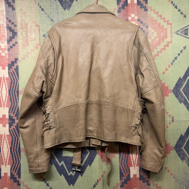 Hot Leathers Vintage Tan Leather Biker Jacket XL 2000s