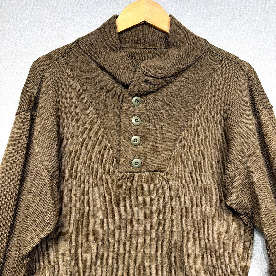 Vintage Military Wool Henley Sweater Size Small
