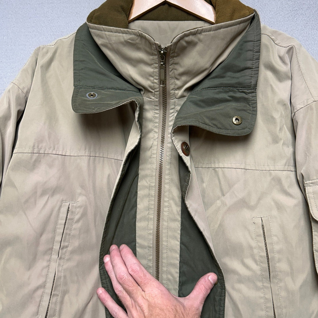 Vintage Mens St John's Bay Beige Quilted Lining Winter Coat Jacket Size Large