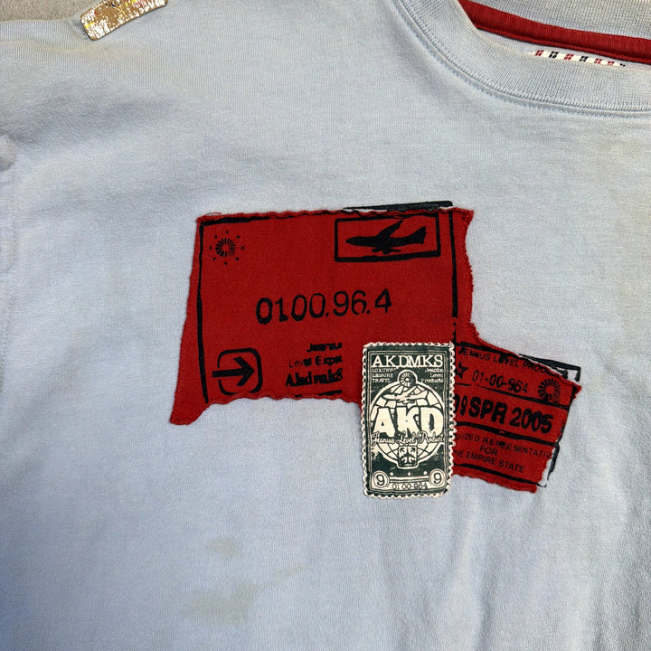 Vintage AKDMKS Travel Stamps T Shirt Size XL