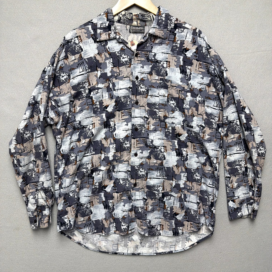 Vintage Triumph Abstract Button Down Shirt Size Large