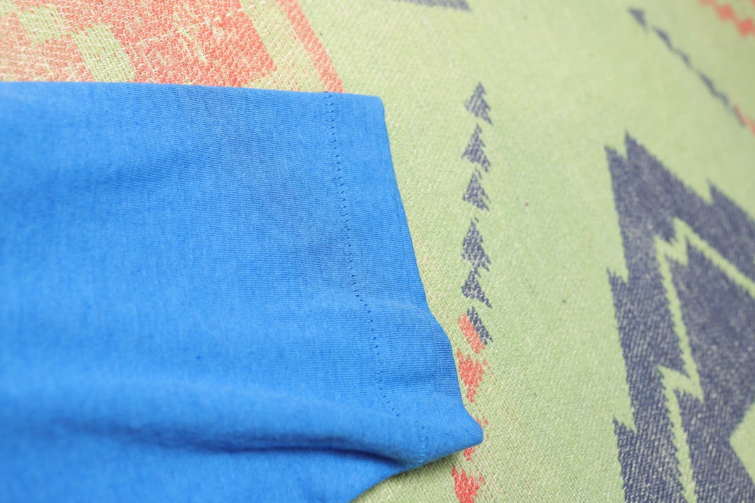 Fruit of the Loom Vintage Blue Blank T Shirt 90s Youth XL