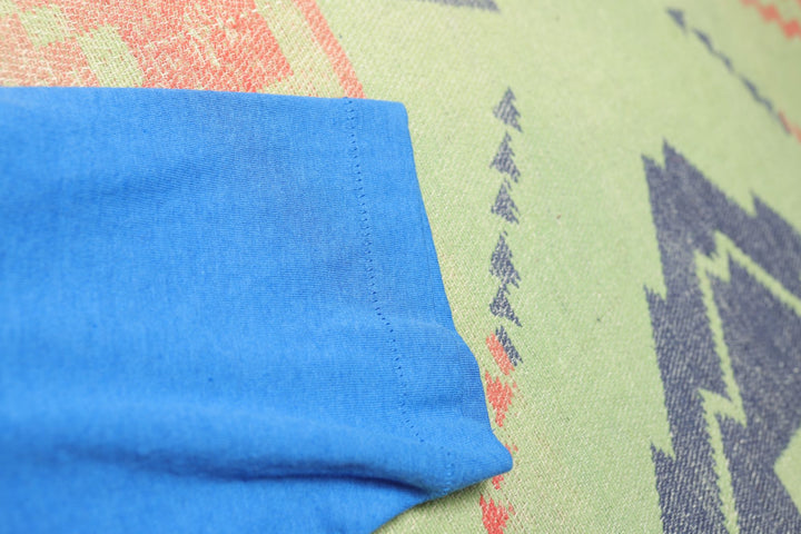 Fruit of the Loom Vintage Blue Blank T Shirt 90s Youth XL