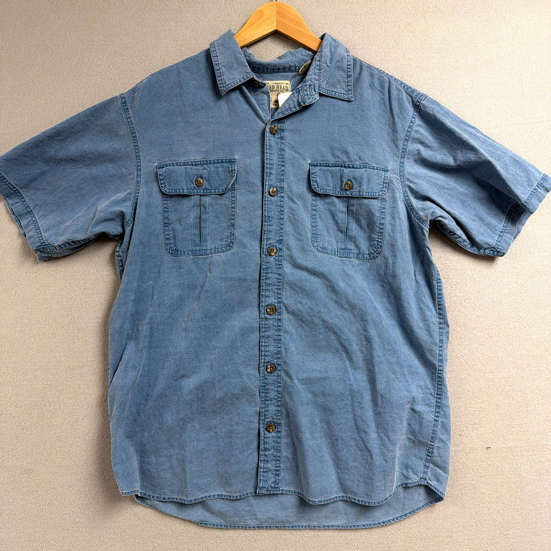 Vintage Red Head Blue button Down shirt Size Large