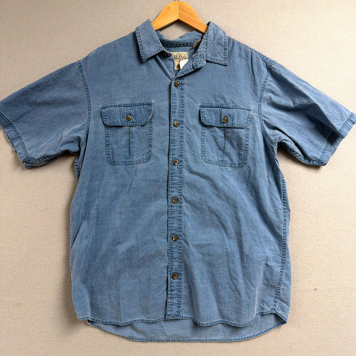 Vintage Red Head Blue button Down shirt Size Large