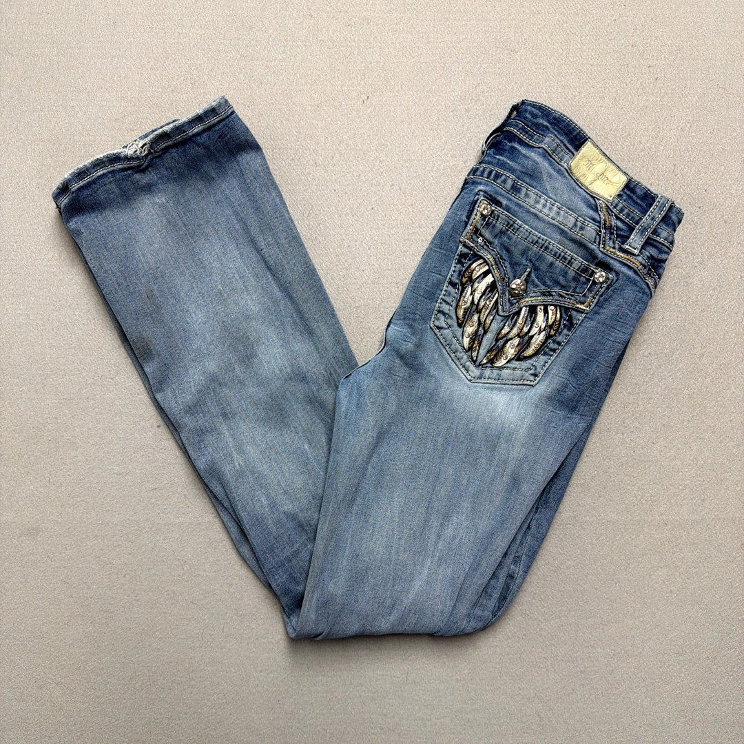 Vintage Miss Me Y2K Embroidered Pocket Jeans Size 34