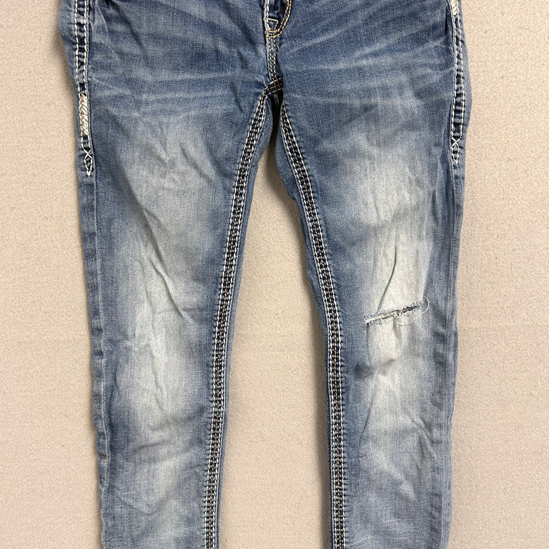 Women's Rock Revival Alost Skinny Jeans 30x30 Big Stitch Y2K
