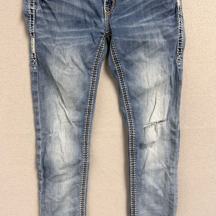 Women's Rock Revival Alost Skinny Jeans 30x30 Big Stitch Y2K