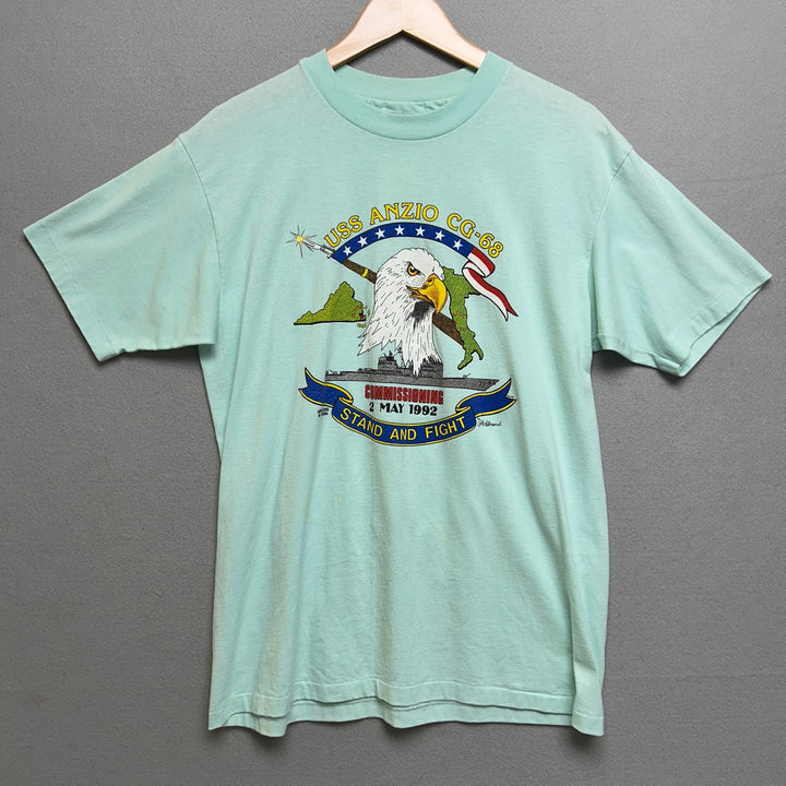 1992 USS Anzie CG-68 Commision Day Military Shirt Size Large