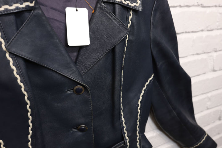 70s kymbo madrid blue leather jacket size medium