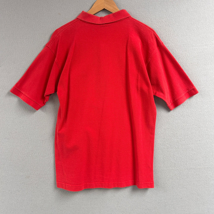 90's Men's Arkansas Razorback Red Jumping Hog Polo Large