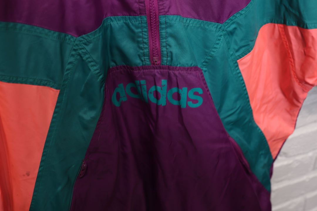 80s adidas purple teal and pink windbreaker jacket size medium