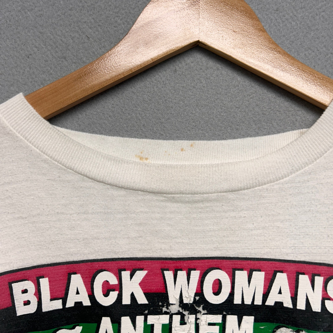 Vintage Africa Black Women's Anthem White Shirt Size XL