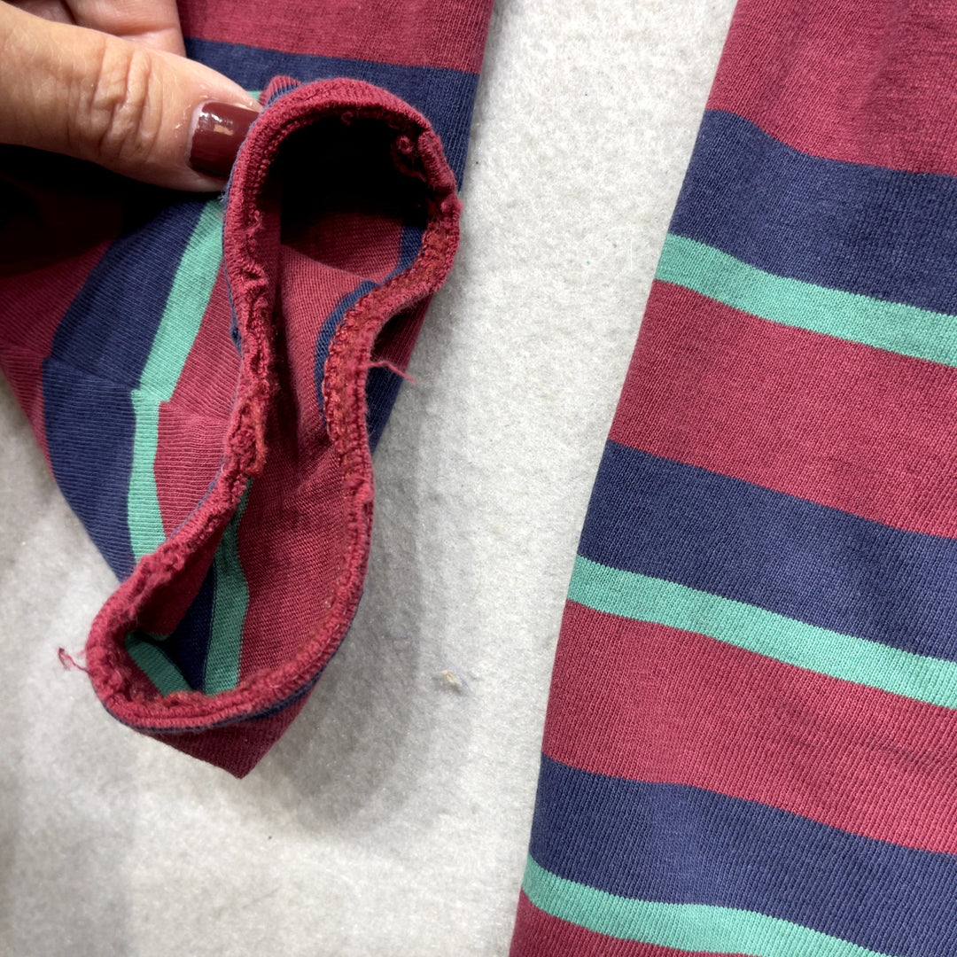 Vintage Striped Long Sleeve Mock Neck Shirt size Large