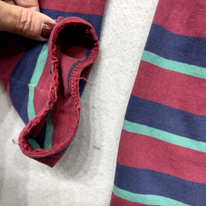 Vintage Striped Long Sleeve Mock Neck Shirt size Large