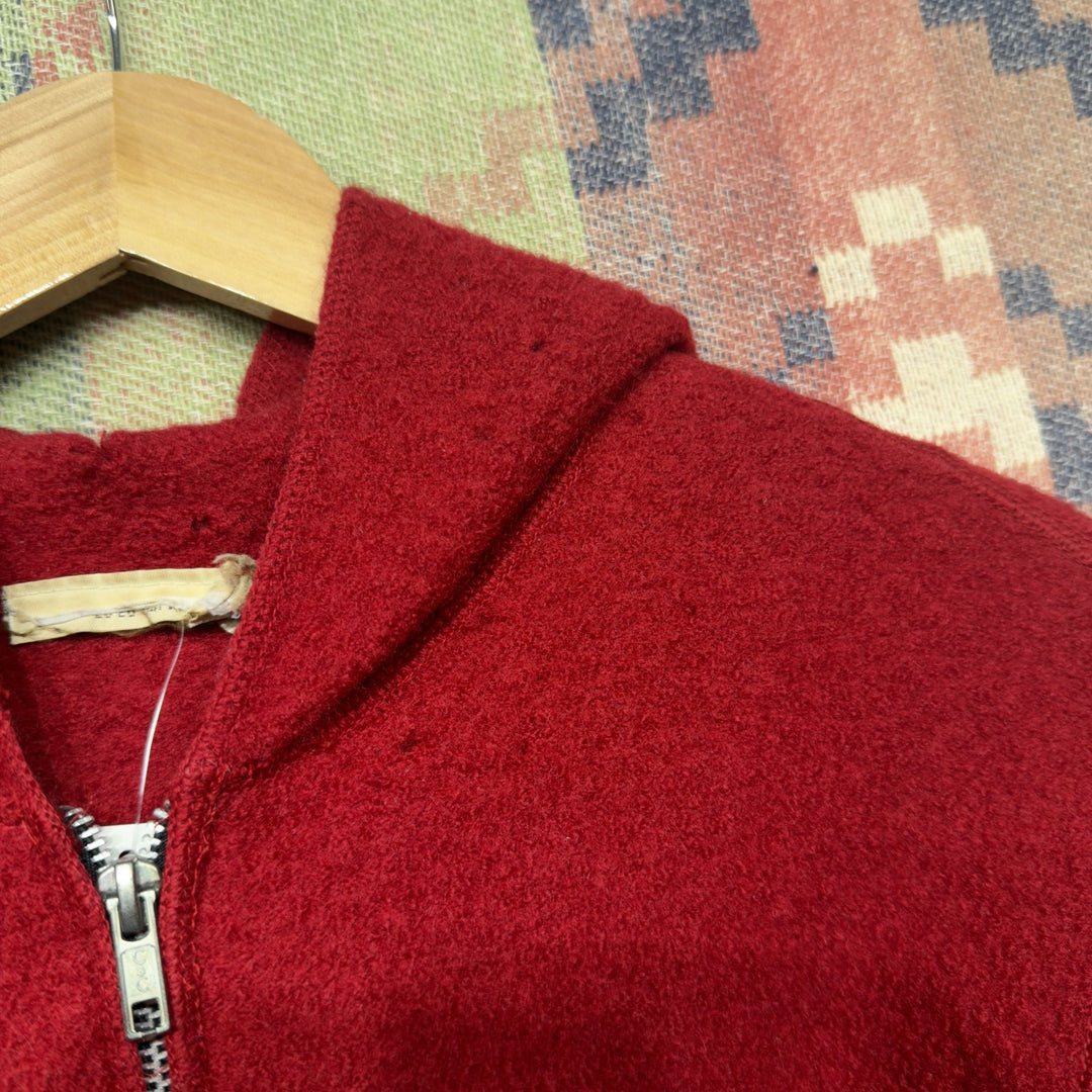 Red Wool Vintage Hooded Jacket Small 70s