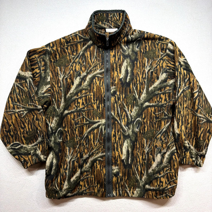 Vintage Mossy Oak Treestand Camo Fleece Jacket Size XXL