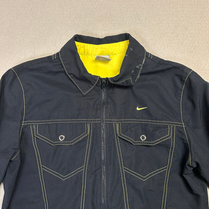 Vintage Y2K Nike Navy and Neon Green Windbreaker Jacket Size Large