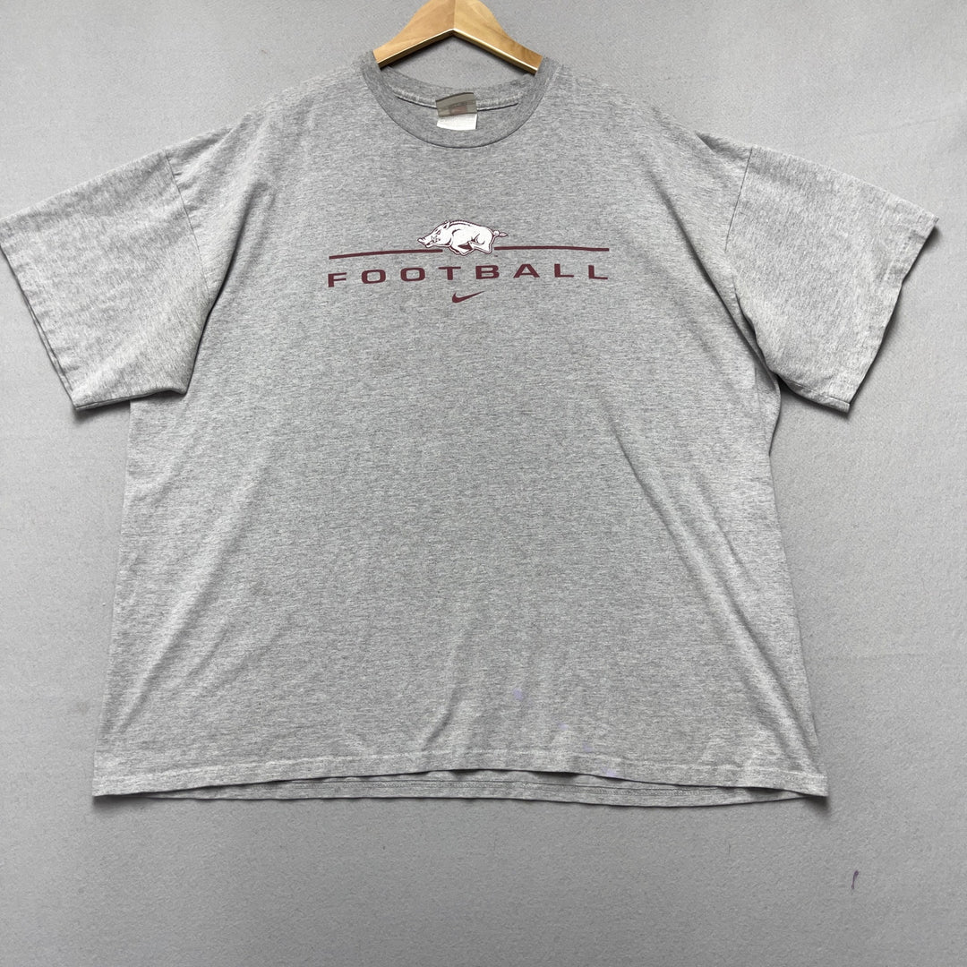 Vintage Nike Arkansas Football Grey Center Swoosh Shirt Size XXL
