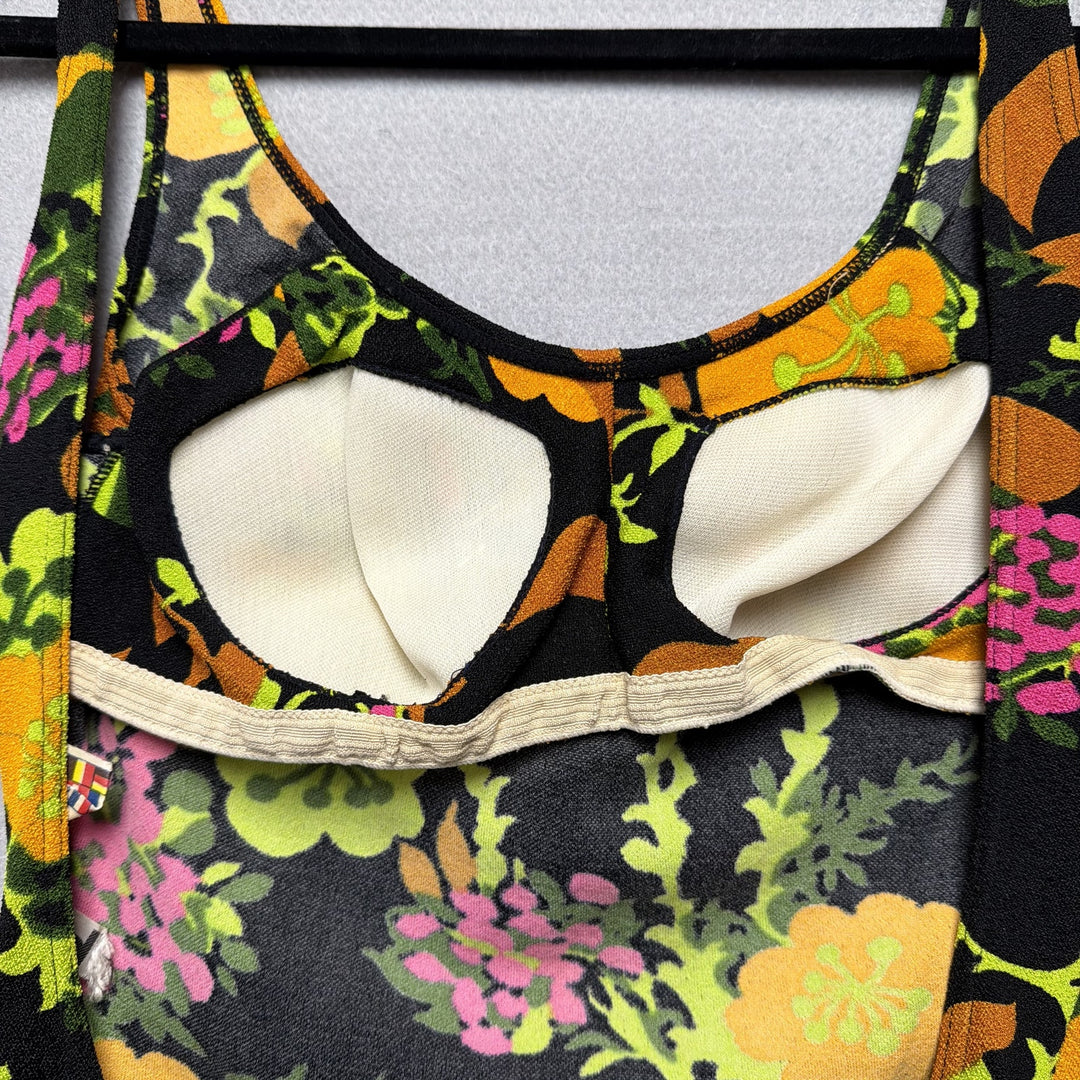 Vintage Mid Century Helanca Fabric One Piece Swimsuit Made in italy Size 12