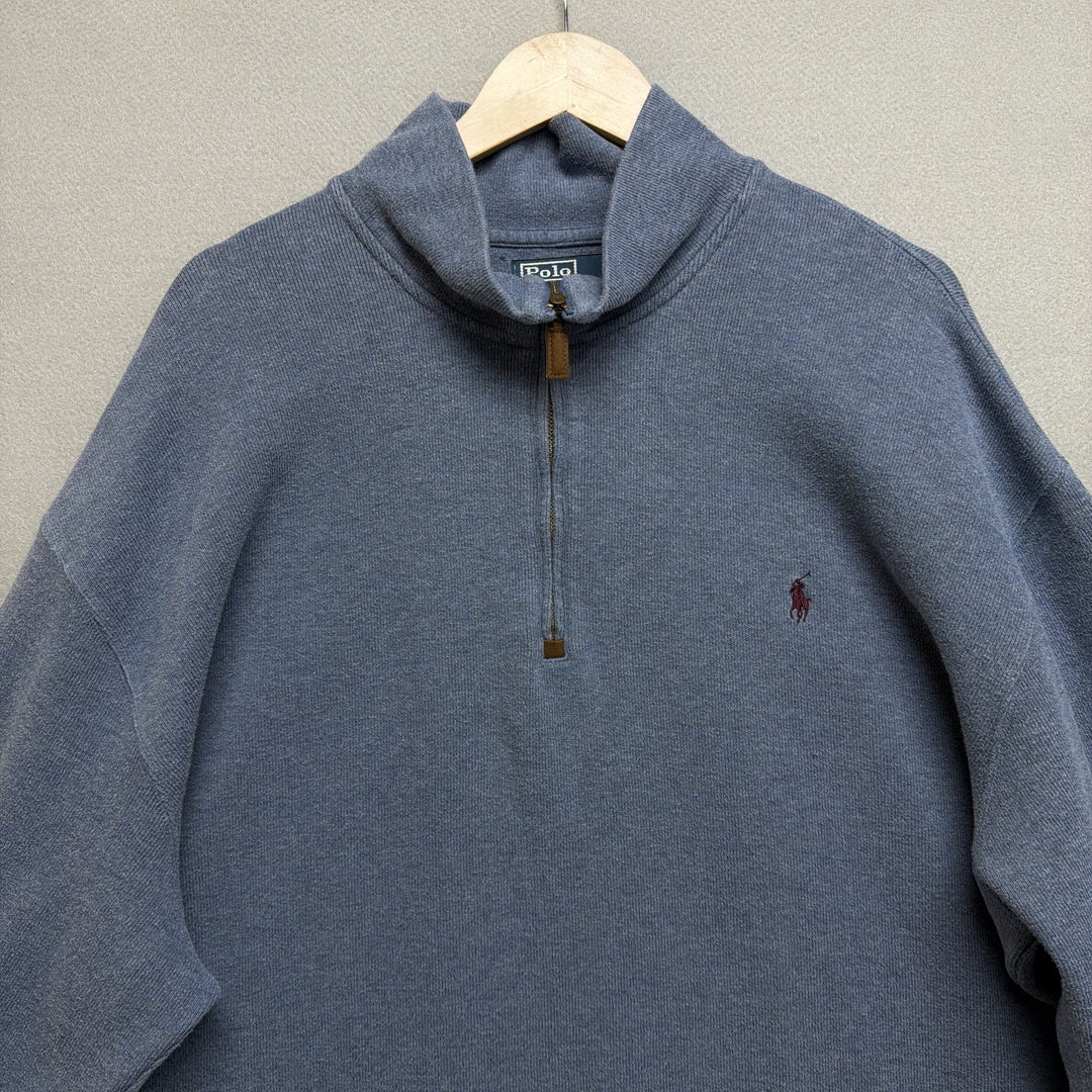 Vintage Polo Ralph Lauren Blue Quarter Zip Sweatshirt Size XXL Tall