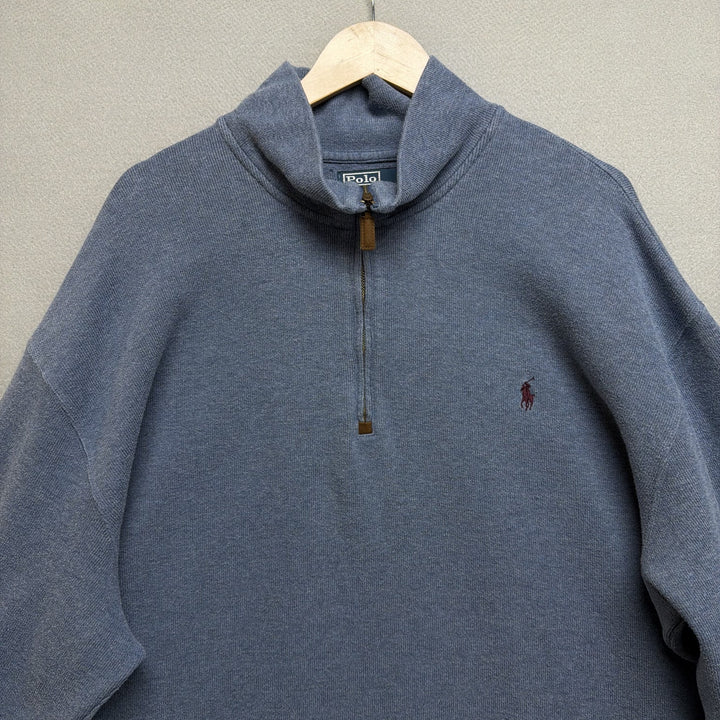 Vintage Polo Ralph Lauren Blue Quarter Zip Sweatshirt Size XXL Tall