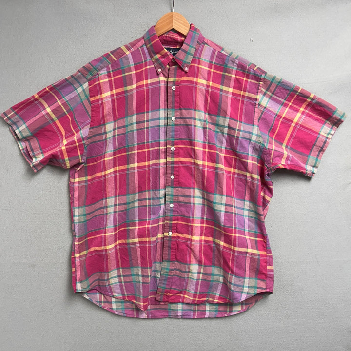 Vintage Polo Ralph Lauren Pink Plaid Blake Shirt Size XL