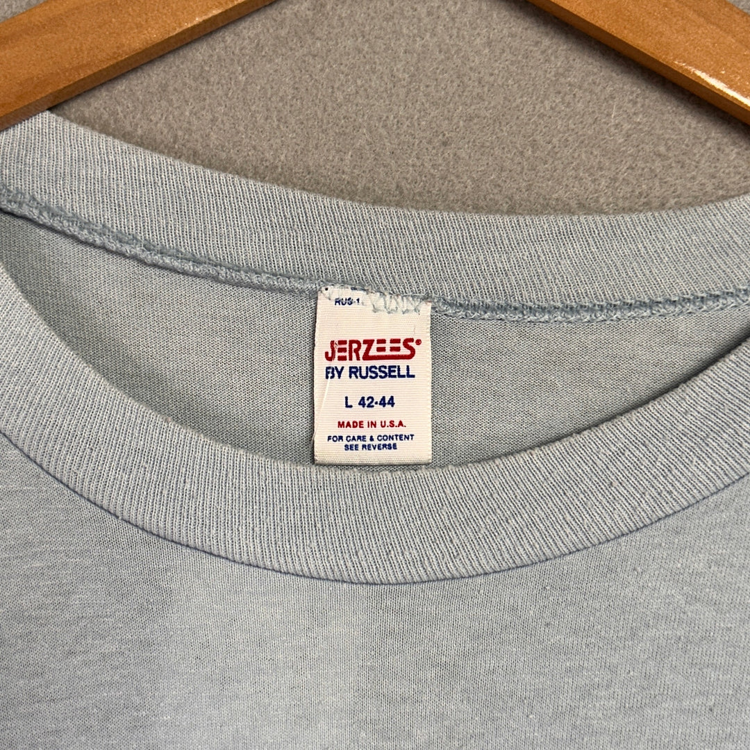 1985 LSJ Sportswear Bass Fish Light Blue Shirt Size Large