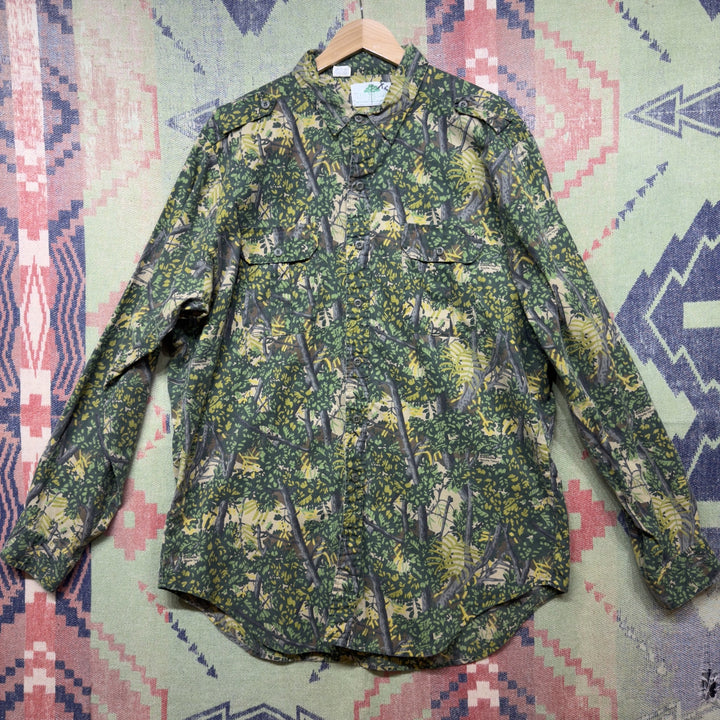 Bushlan Camo Vintage Button Down Shirt XL 80s