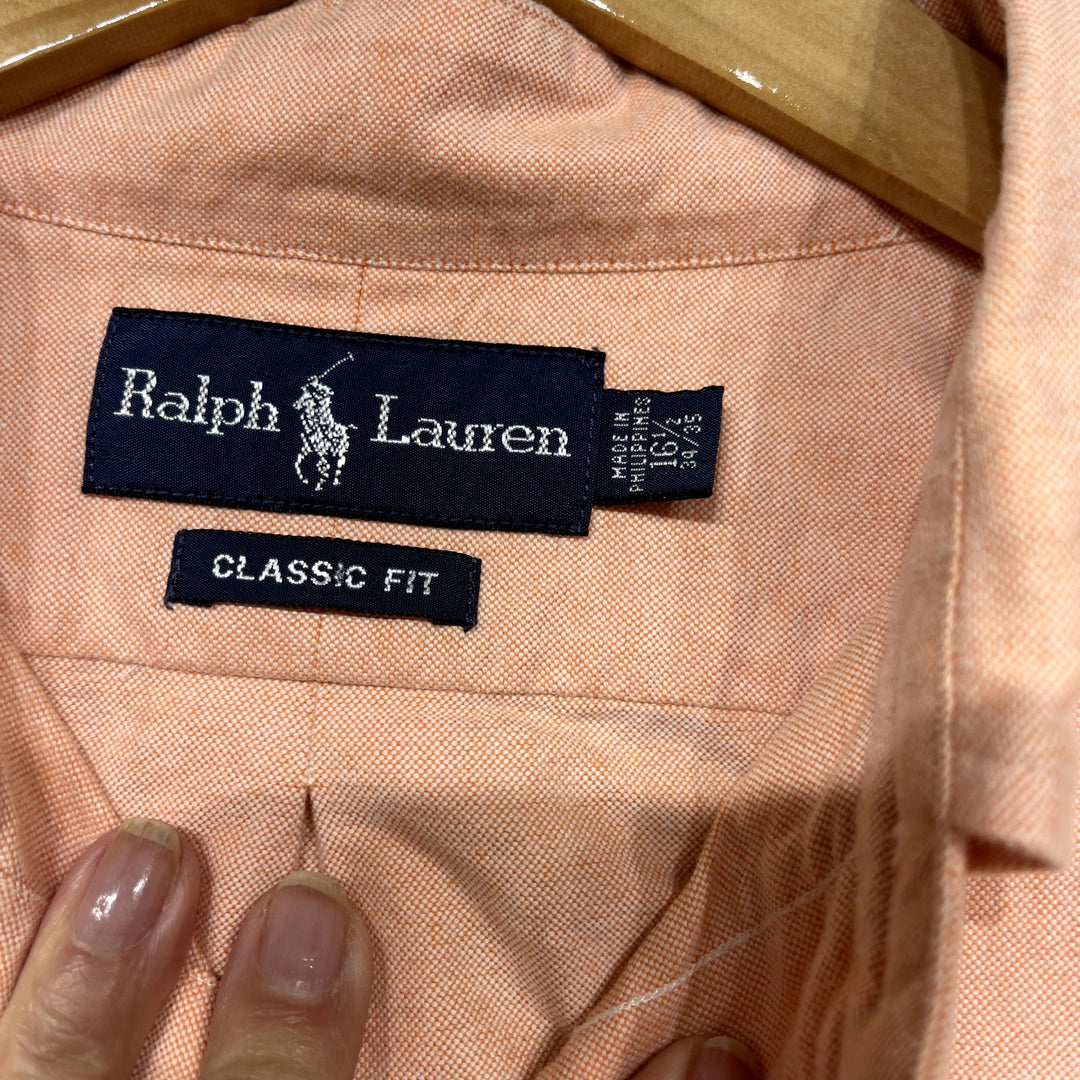 Vintage Polo Ralph Lauren Orange Peach button Down Shirt XL
