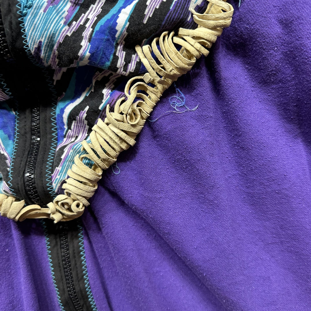Vintage 90s Purple Western Fringe Zip Up Sweatshirt Size XL