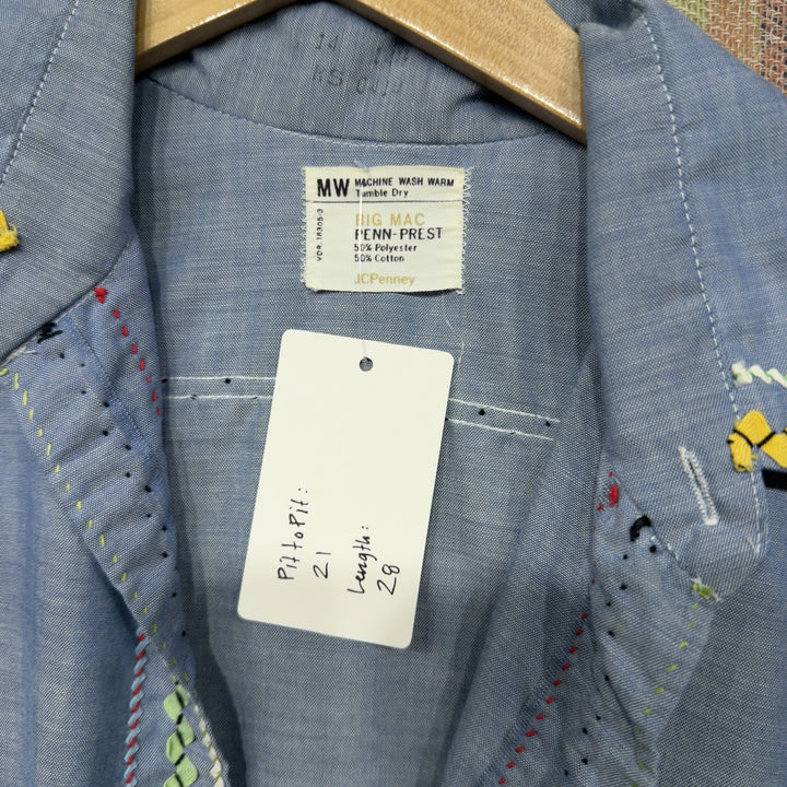 Big Mac Vintage Chambray Embroidered Button Down Shirt Jacket Medium 70s