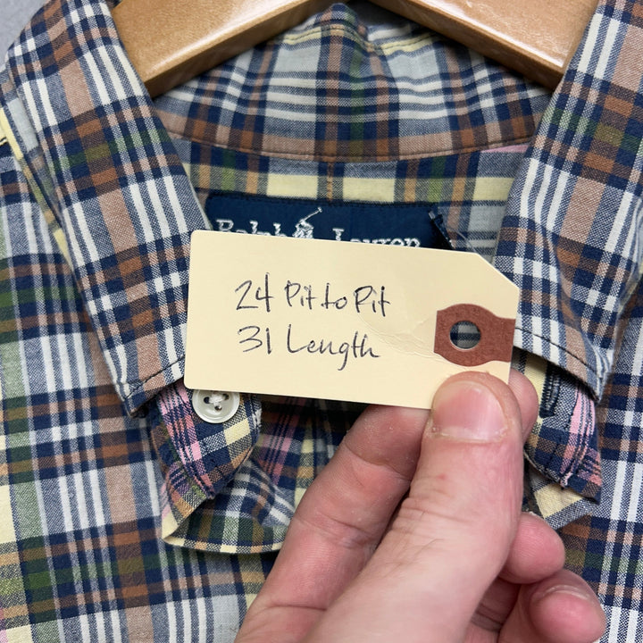 Vintage Polo Ralph lauren Plaid Button Down Shirt Size Medium