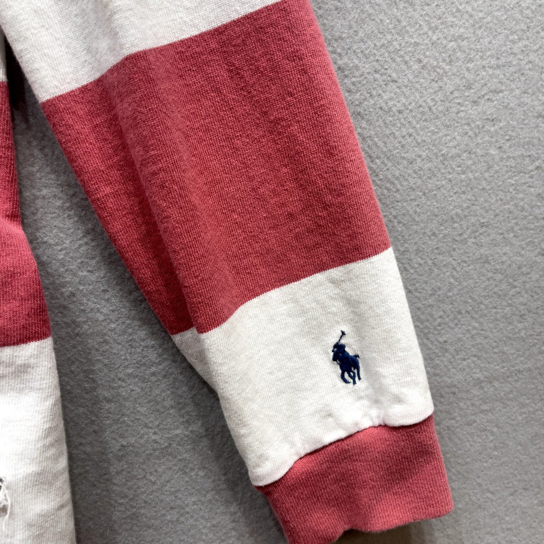 Polo Ralph Lauren Salmon Pink Stripe Hoodie Size Medium