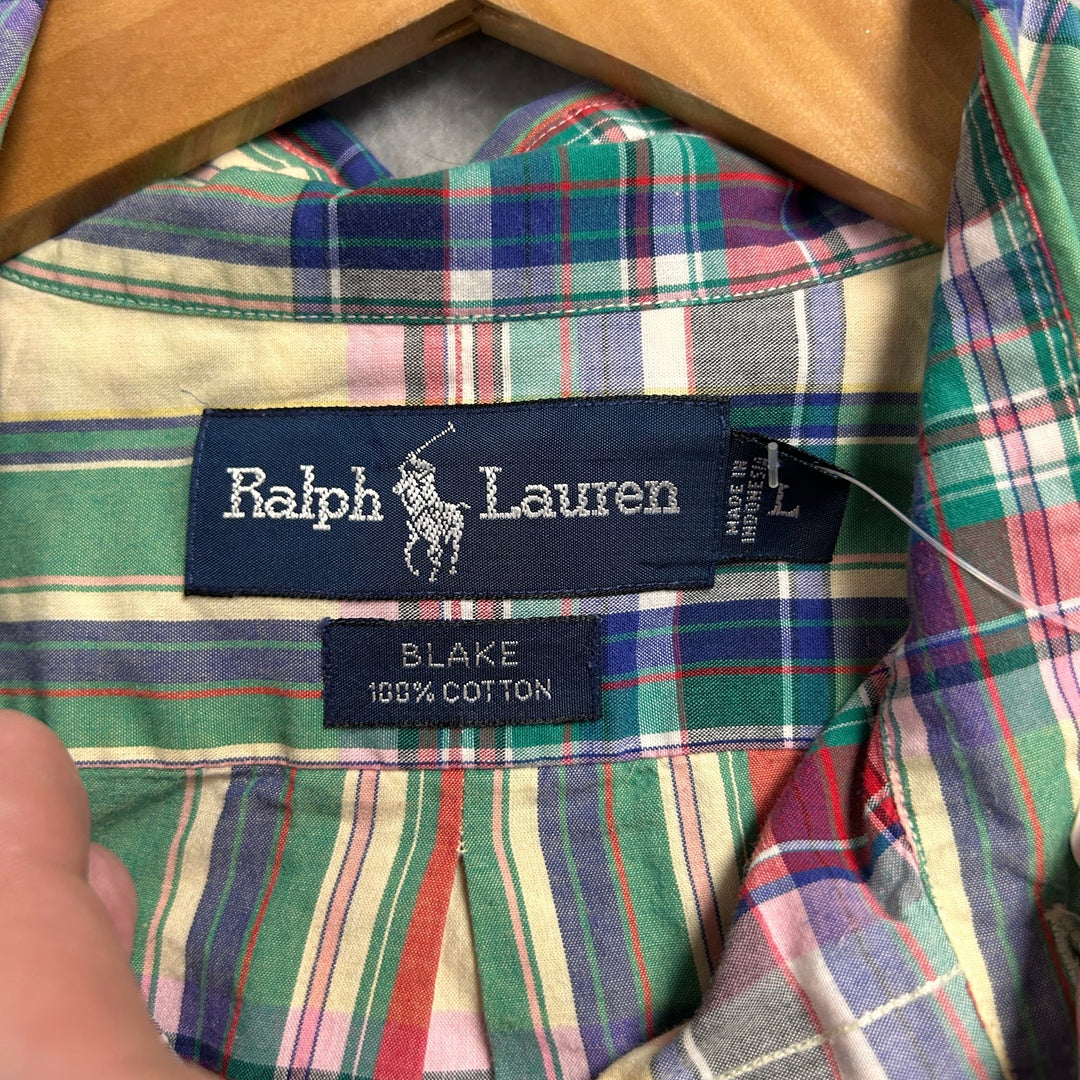 Vintage Polo Ralph Lauren Yellow and Green Plaid Shirt Size Large