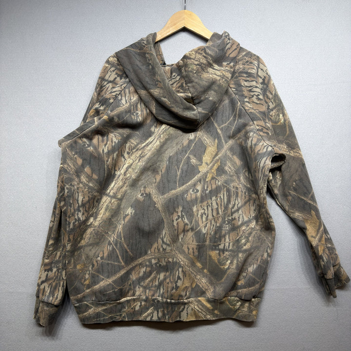 Vintage 90s Mossy Oak Shadow Branch Camo Hoodie Size Large Grunge Faded