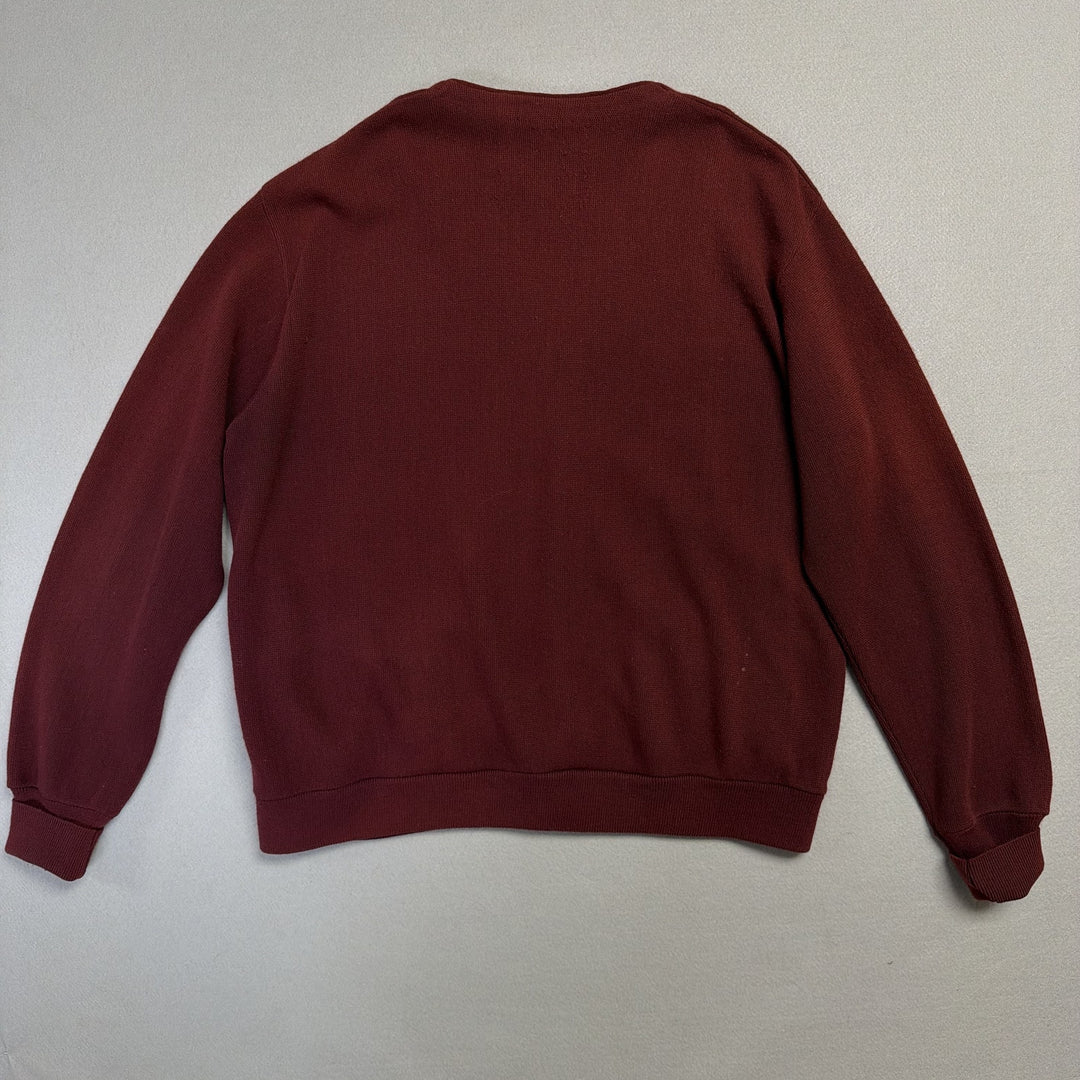 Vintage Par Four Burgundy Cardigan Sweater Size XXL