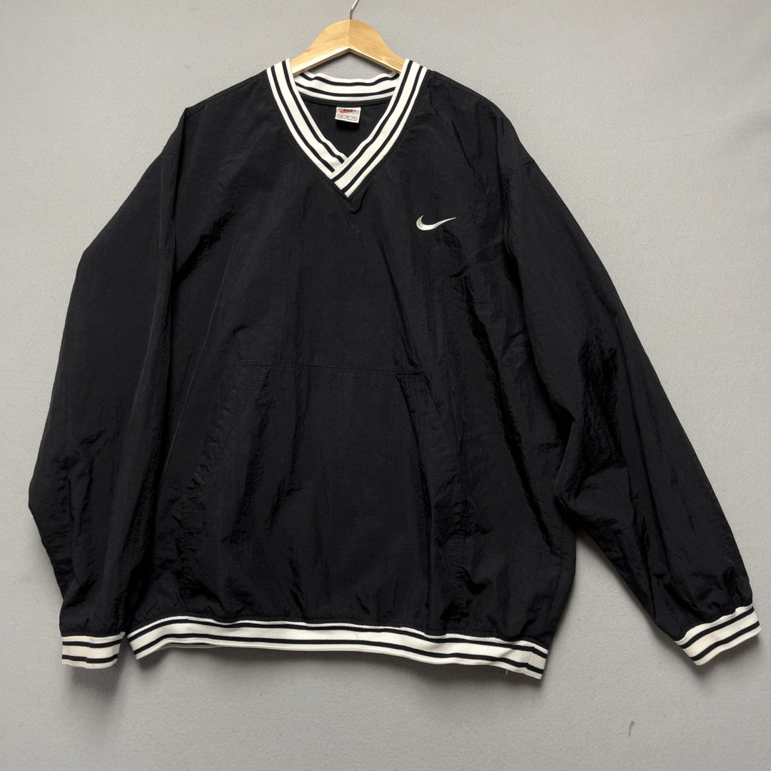 90's Nike Men's Black Windbreaker Pullover Coaches Top Size XL