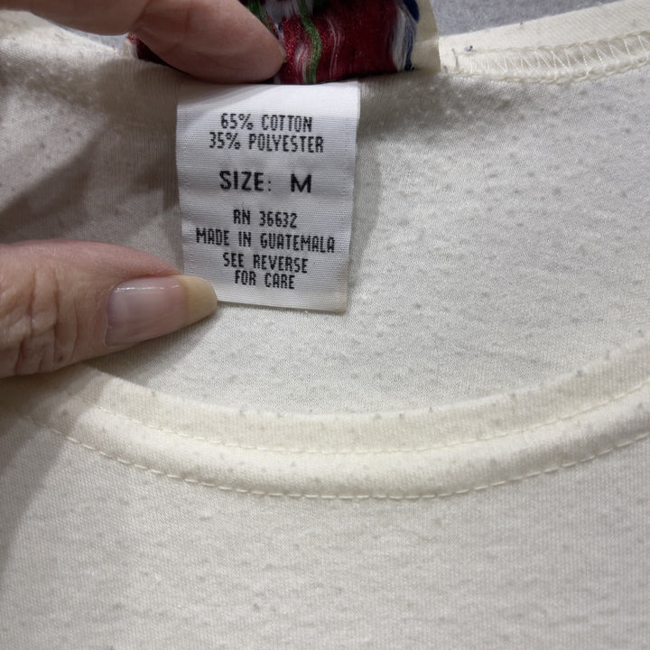 Vintage River Ridge White Embroidered Flowers Shirt Women's Medium