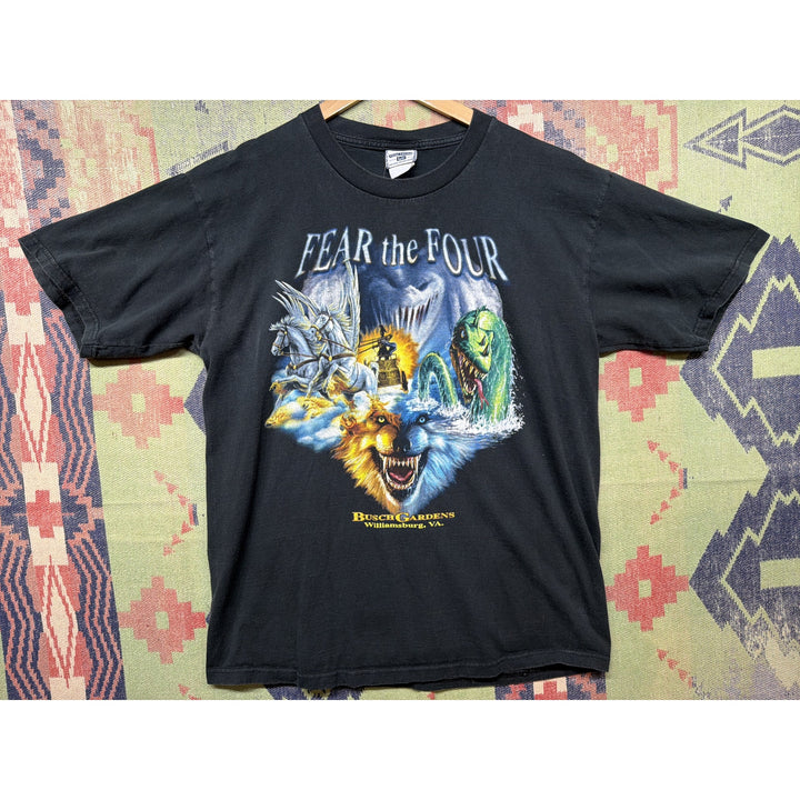 Busch Gardens Fear the Four Vintage T Shirt Size Large 2000s