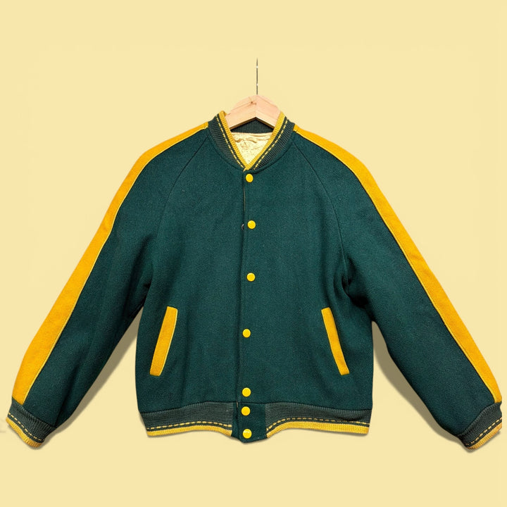 Vintage Reversible Wool Silk 50s Kids Jacket Size XL