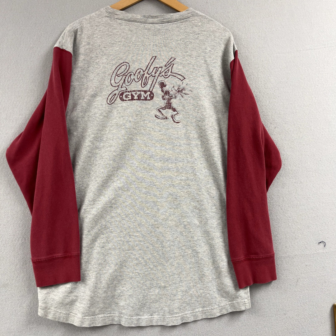 Vintage Disney Goofy's Gym Long Sleeve Henley Shirt Size Medium