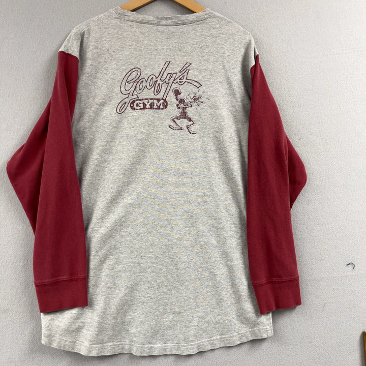 Vintage Disney Goofy's Gym Long Sleeve Henley Shirt Size Medium